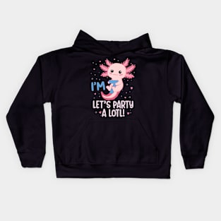 Funny 7th Birthday I'm 7 Years Old lets party Axolotl Kids Hoodie